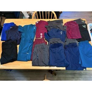 Scrub lot 9 tops 10 bottoms XS